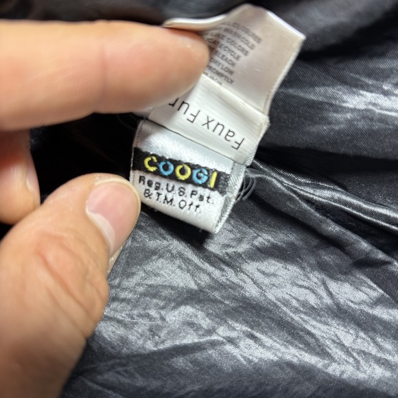 Vtg COOGI Women Sz L puffer jacket black With gold sparkle Belt Full Zip 80s 90s - Picture 9 of 9